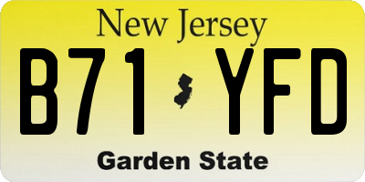NJ license plate B71YFD