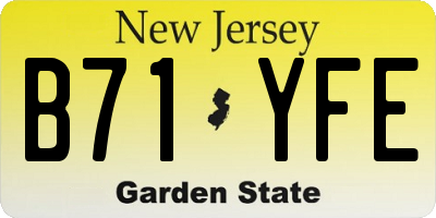 NJ license plate B71YFE