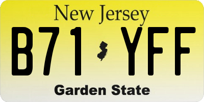 NJ license plate B71YFF