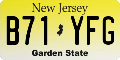 NJ license plate B71YFG
