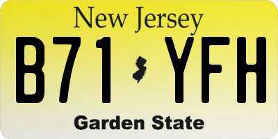 NJ license plate B71YFH
