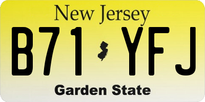 NJ license plate B71YFJ
