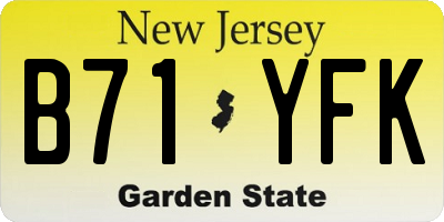 NJ license plate B71YFK