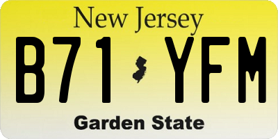 NJ license plate B71YFM