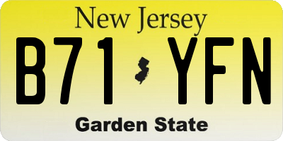 NJ license plate B71YFN