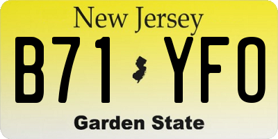 NJ license plate B71YFO