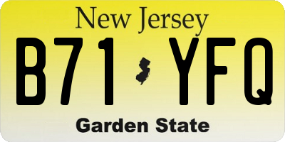 NJ license plate B71YFQ