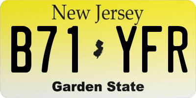 NJ license plate B71YFR