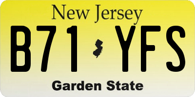 NJ license plate B71YFS