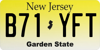 NJ license plate B71YFT