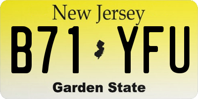 NJ license plate B71YFU