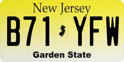 NJ license plate B71YFW
