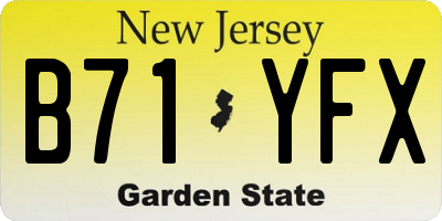 NJ license plate B71YFX