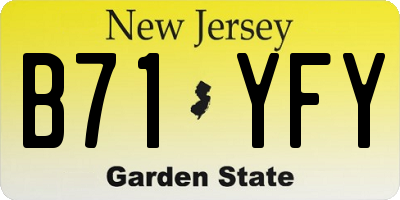 NJ license plate B71YFY