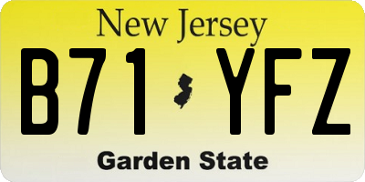 NJ license plate B71YFZ