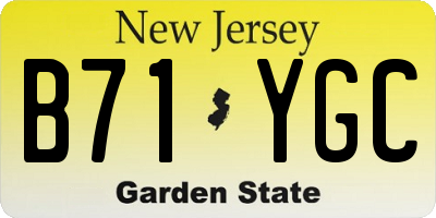 NJ license plate B71YGC
