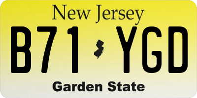 NJ license plate B71YGD