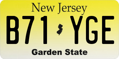 NJ license plate B71YGE