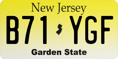 NJ license plate B71YGF