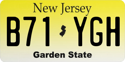 NJ license plate B71YGH