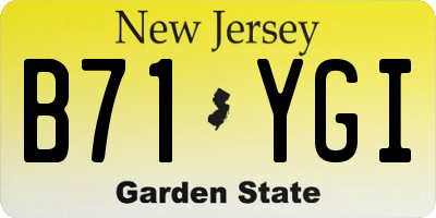 NJ license plate B71YGI