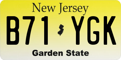 NJ license plate B71YGK