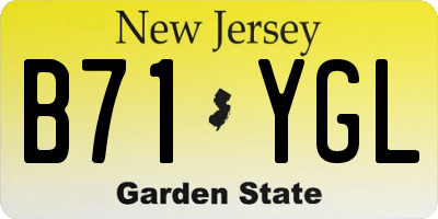 NJ license plate B71YGL
