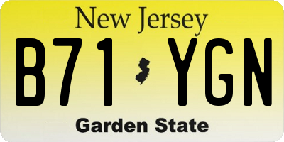 NJ license plate B71YGN