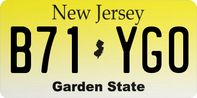 NJ license plate B71YGO