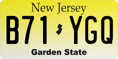 NJ license plate B71YGQ