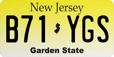 NJ license plate B71YGS