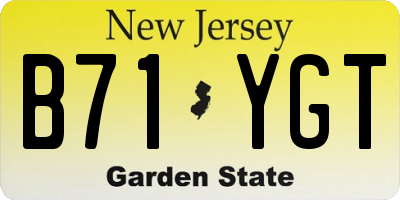 NJ license plate B71YGT