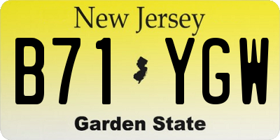 NJ license plate B71YGW