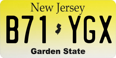 NJ license plate B71YGX