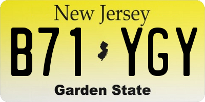 NJ license plate B71YGY