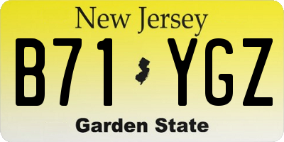 NJ license plate B71YGZ