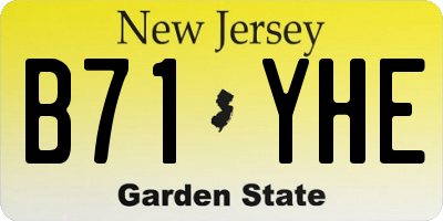 NJ license plate B71YHE