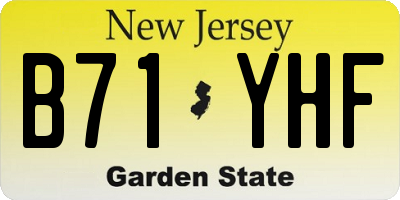 NJ license plate B71YHF