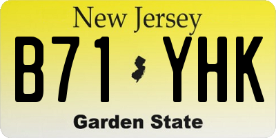NJ license plate B71YHK