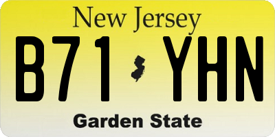 NJ license plate B71YHN