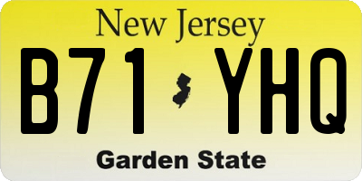 NJ license plate B71YHQ