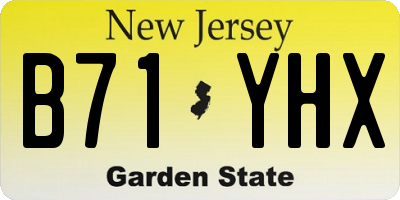 NJ license plate B71YHX