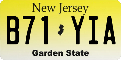 NJ license plate B71YIA