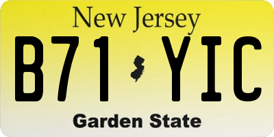 NJ license plate B71YIC