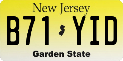 NJ license plate B71YID