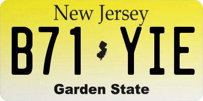 NJ license plate B71YIE