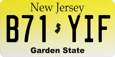 NJ license plate B71YIF