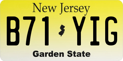 NJ license plate B71YIG