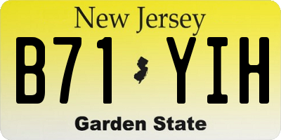 NJ license plate B71YIH