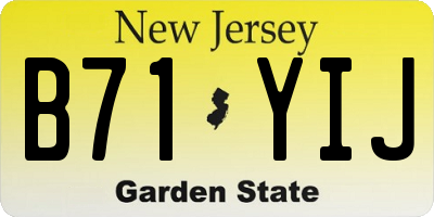NJ license plate B71YIJ